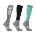 Blooming Lilac-Pencil Point Grey-Black - Front - Hy Sport Active Young Rider Boot Socks (Pack of 3)