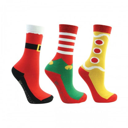 Front - Hy Childrens/Kids Festive Feet Christmas Socks (Pack of 3)