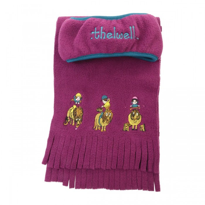 Front - Hy Girls Thelwell Collection Pony Fleece Headband & Scarf Set