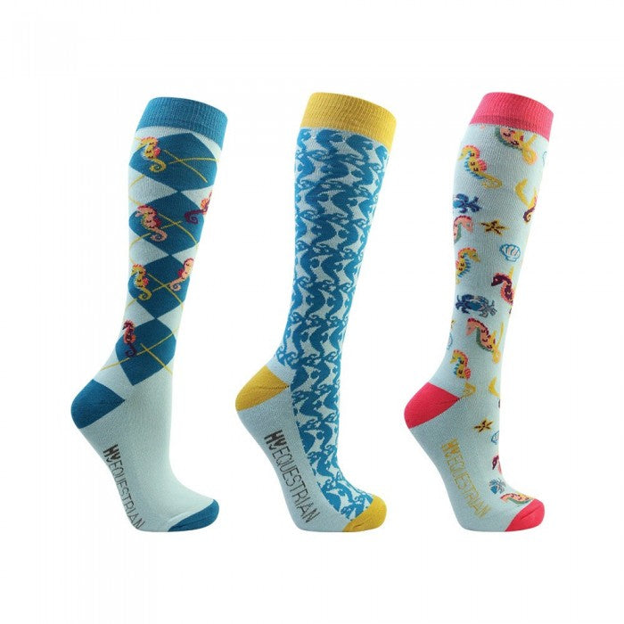 Front - HyFASHION Unisex Adult Shanti Seahorse Socks (Pack of 3)