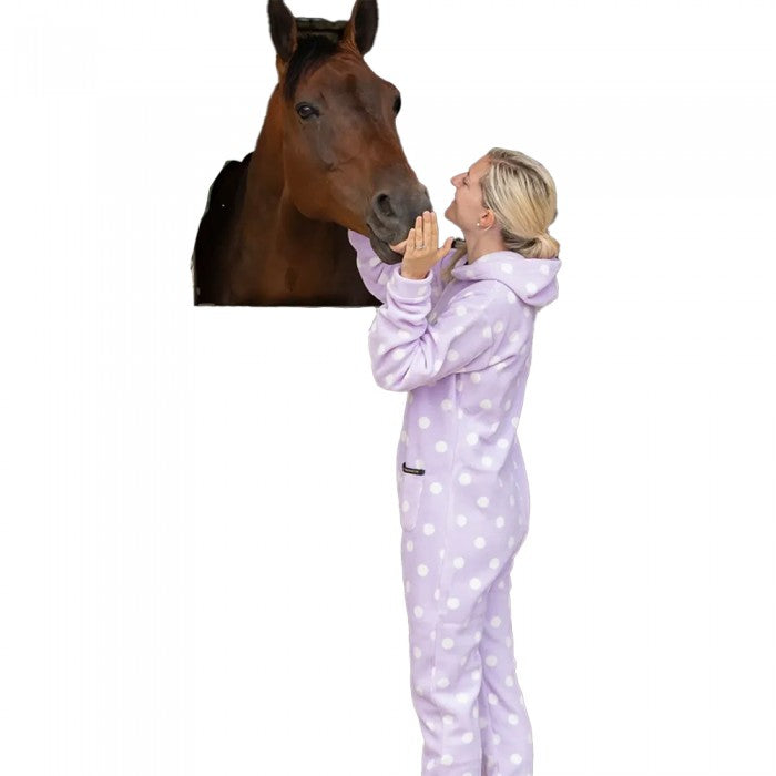 Paradise Pink - Front - Supreme Products Womens-Ladies Polka Dot Fleece Jumpsuit