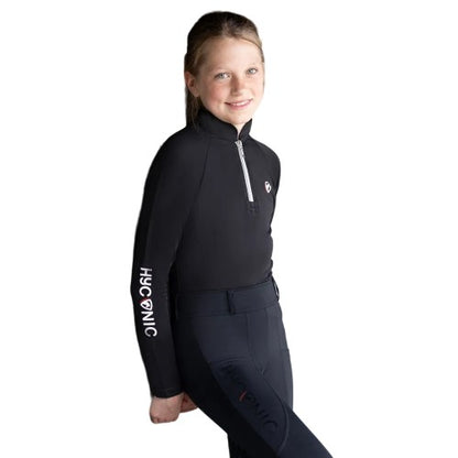 Navy - Front - HYCONIC Childrens-Kids Logo Quarter Zip Base Layer Top