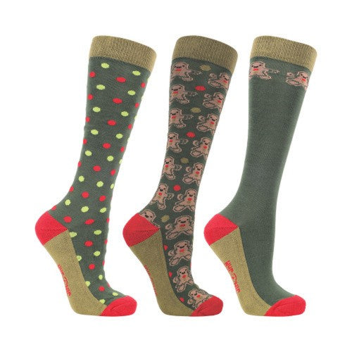 Front - Hy Unisex Adult Gingerbread Christmas Boot Socks (Pack of 3)