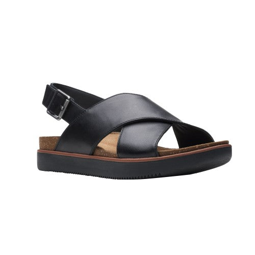 Front - Clarks Womens/Ladies Elayne Cross Leather Sandals