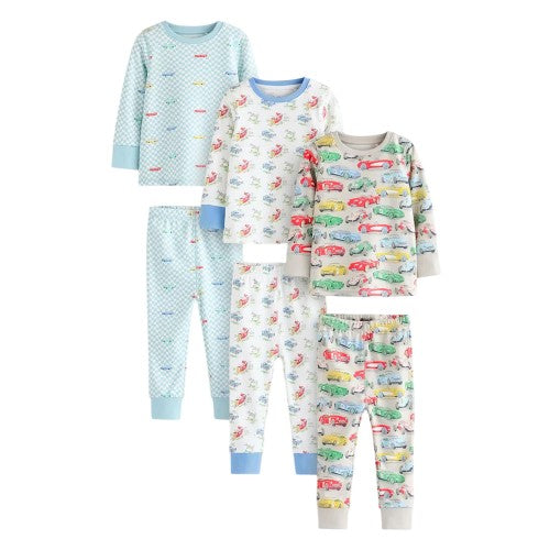 Front - Cath Kidston Childrens/Kids Snuggle Cars Cotton Pyjama Set (Pack of 3)