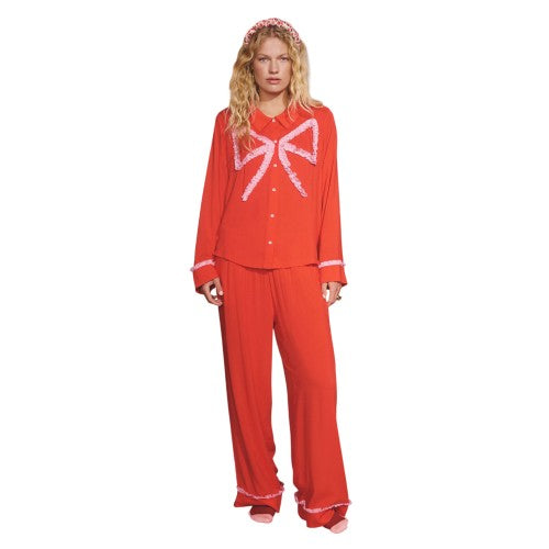 Front - Cath Kidston Womens/Ladies Bow Viscose Long-Sleeved Pyjama Set