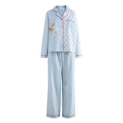 Front - Cath Kidston Womens/Ladies Stanley Stripe Woven Button Through Pyjama Set