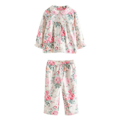 Front - Cath Kidston Girls Roses Button Through Pyjama Set