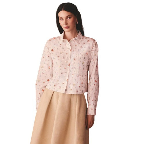 Front - Cath Kidston Womens/Ladies Ditsy Floral Cotton Cropped Shirt