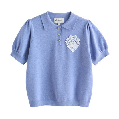 Front - Cath Kidston Womens/Ladies Heart Knitted Pocket Polo Shirt