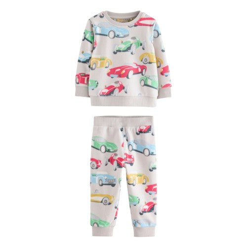 Front - Cath Kidston Boys Cars Fleece Long Pyjama Set