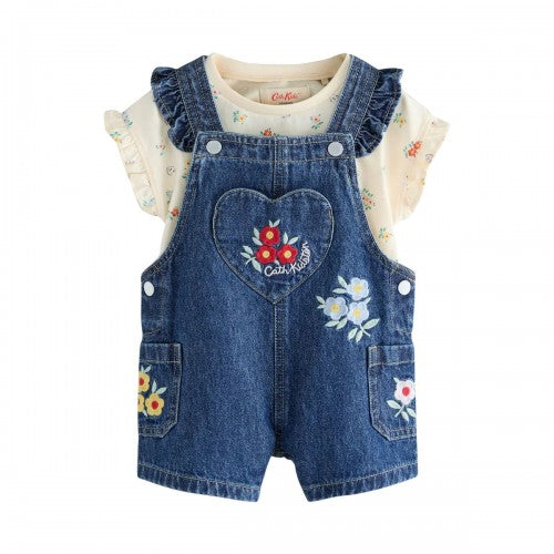 Front - Cath Kidston Girls Floral Dungarees Set