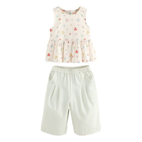 Front - Cath Kidston Girls Flowers Top & Bottom Set