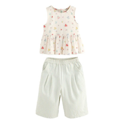 Front - Cath Kidston Girls Flowers Top & Bottom Set