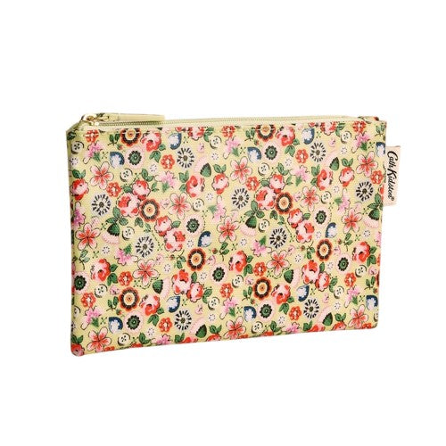 Front - Cath Kidston Yellow Queen Ditsy Floral Zipped Purse