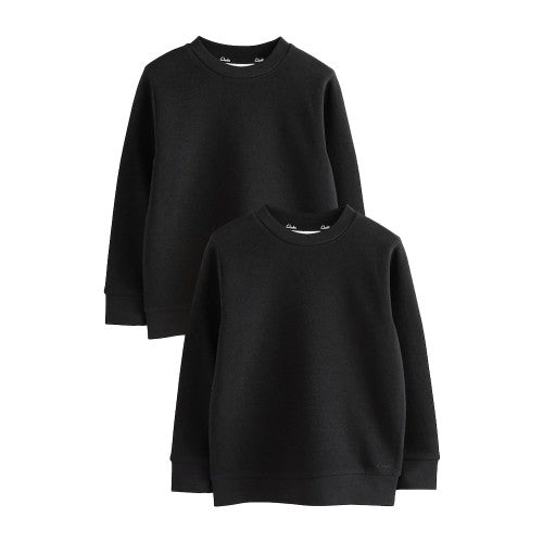 Front - Clarks Boys Plain Crew Neck School Sweat Top (Pack of 2)