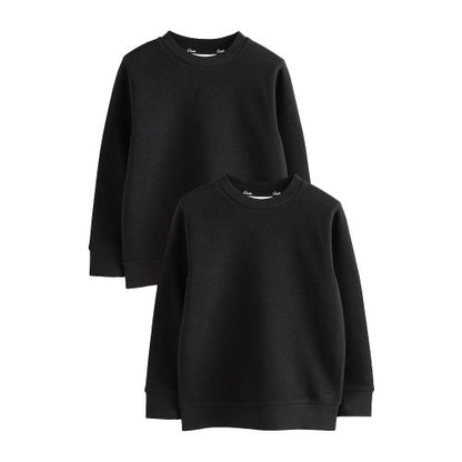 Front - Clarks Boys Plain Crew Neck School Sweat Top (Pack of 2)
