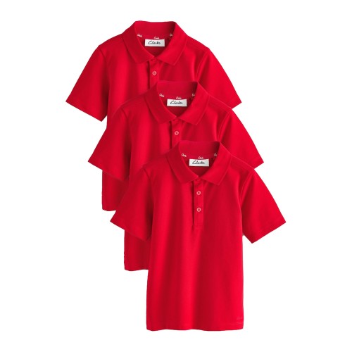 Front - Clarks Boys Short-Sleeved Polo Shirt (Pack of 3)