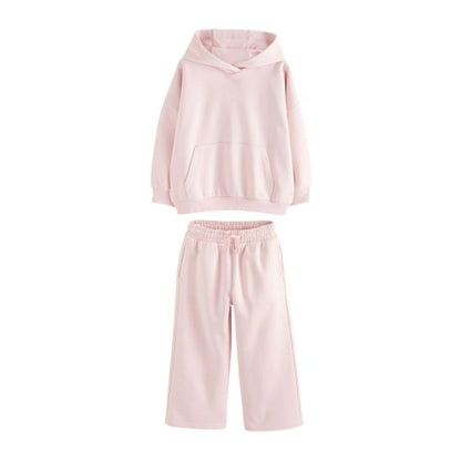 Front - Clarks Girls Wide Leg Oversized Hoodie And Joggers Set