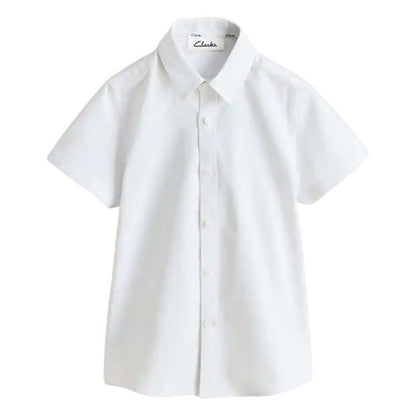 Front - Clarks Boys Oxford Short-Sleeved Shirt