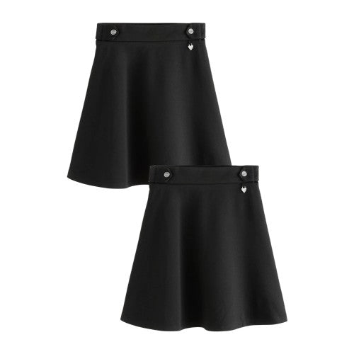 Front - Clarks Girls Heart Pull-On Skater Skirt (Pack of 2)