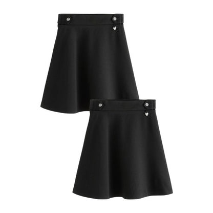 Front - Clarks Girls Heart Pull-On Skater Skirt (Pack of 2)