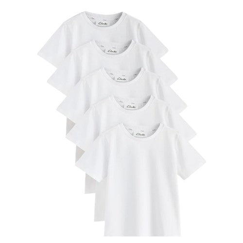 Front - Clarks Childrens/Kids Cotton Sports T-Shirt (Pack of 5)