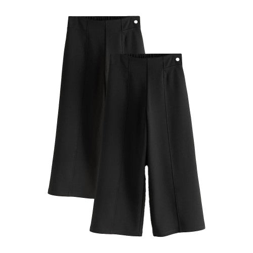 Front - Clarks Girls Wide Leg School Trousers (Pack of 2)