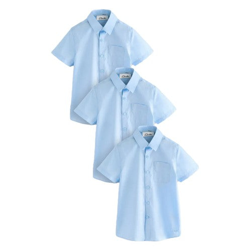 Front - Clarks Boys Short-Sleeved School Shirt (Pack of 3)