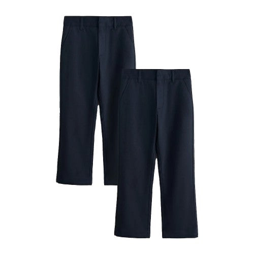 Front - Clarks Boys Slim School Trousers (Pack of 2)