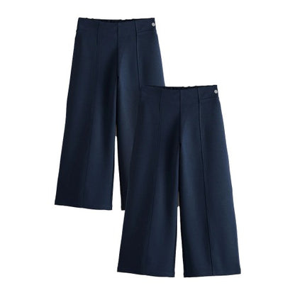 Front - Clarks Girls Pull-On Wide Leg School Trousers (Pack of 2)