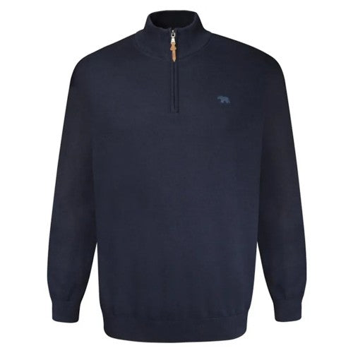 Front - Duke Mens D555 Giuseppe 2 Knitted Quarter Zip Kingsize Sweatshirt