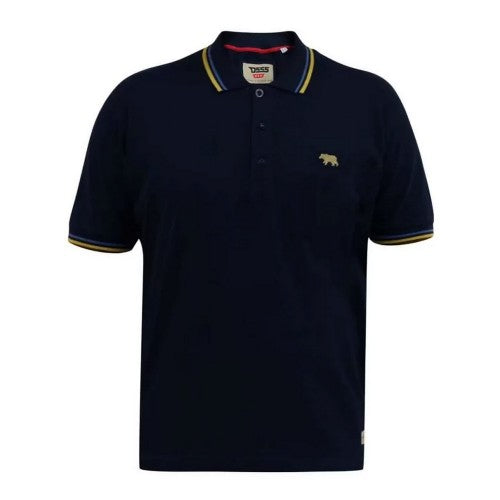 Front - Duke Mens D555 Hamford 1 Tipped Pique Ribbed Collar Kingsize Polo Shirt