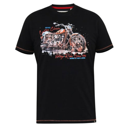 Front - Duke Mens D555 Lorne Motorbike Crew Neck Kingsize T-Shirt