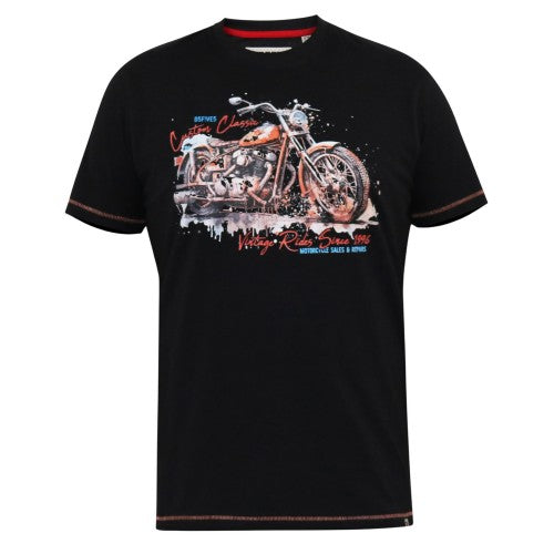 Front - Duke Mens D555 Lorne Motorbike Crew Neck Kingsize T-Shirt