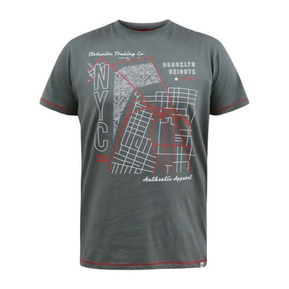 Front - Duke Mens D555 Cobbler Nyc Printed Birdseye Kingsize T-Shirt