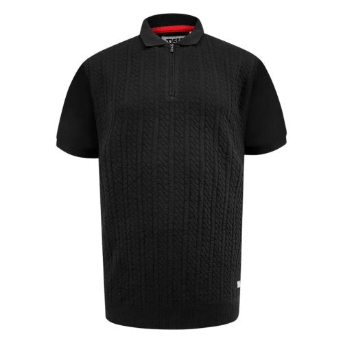 Front - Duke Mens Kennedy D555 Cable Knit Quarter Zip Kingsize Polo Shirt