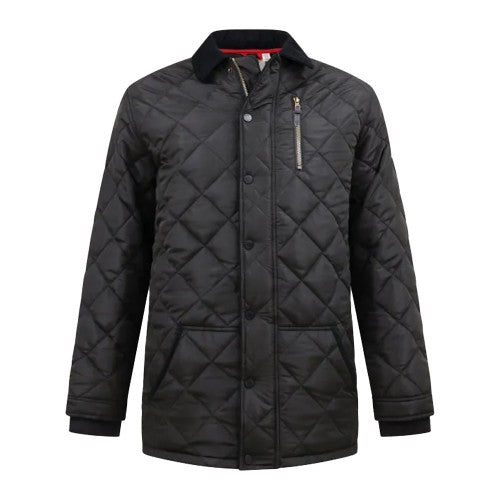 Front - Duke Mens Landon D555 Quilted Corduroy Collar Kingsize Jacket