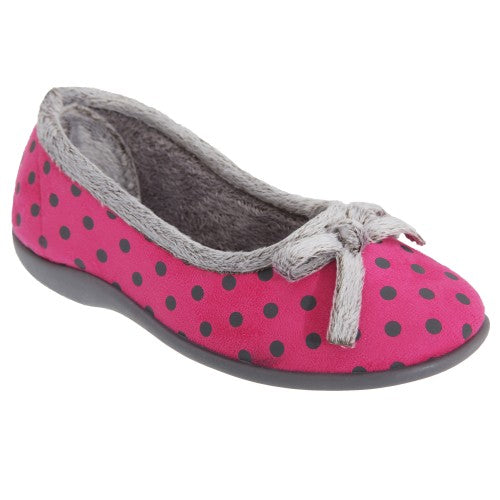Front - Sleepers Womens/Ladies Louise Polka Dot Bow Slippers
