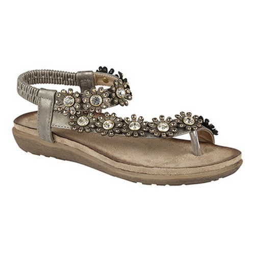 Front - Cipriata Womens/Ladies Salva Toe Post Flower Design Sling Back Sandals