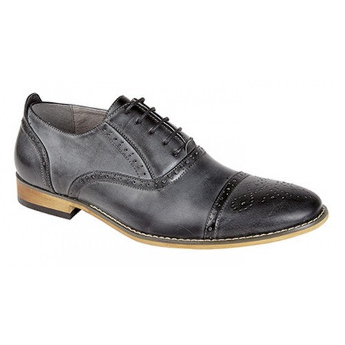 Front - Goor Mens Capped Lace Oxford Brogue Shoes