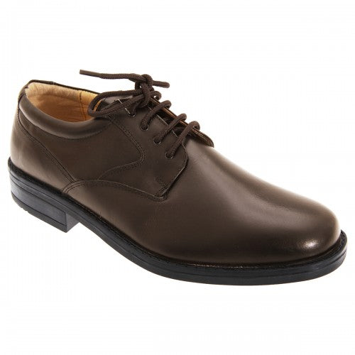 Front - Roamers Mens Flexi Plain Leather Gibson Shoes