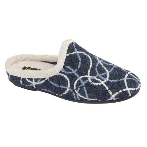 Front - Sleepers Womens/Ladies Katie Knitted Patterned Mule Slippers