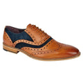 Front - Roamers Mens 5 Eyelet Leather Brogue Oxfords