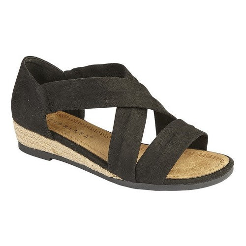 Front - Cipriata Womens/Ladies Oliva Heel In Stretchy Crossover Bar Sandals
