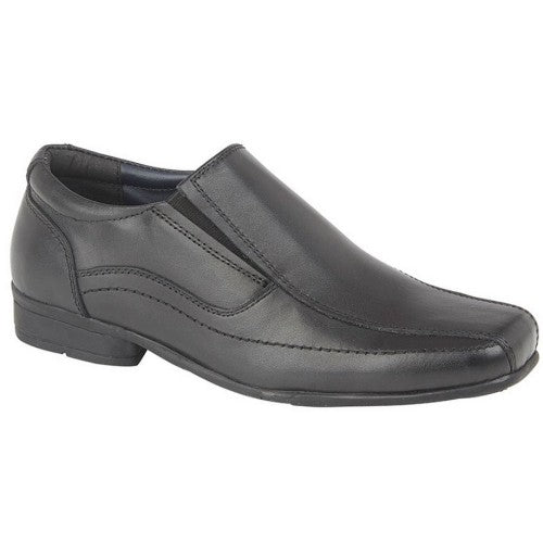 Front - Roamers Childrens/Boys Leather Twin Gusset School Shoes