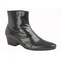 Front - Kensington Mens Pleated Cuban Heel Leather Ankle Boots