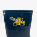 Navy - Side - StormWells Boys Dinosaur Wellington Boots