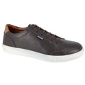 Front - Lambretta Mens Percy Leather Trainers