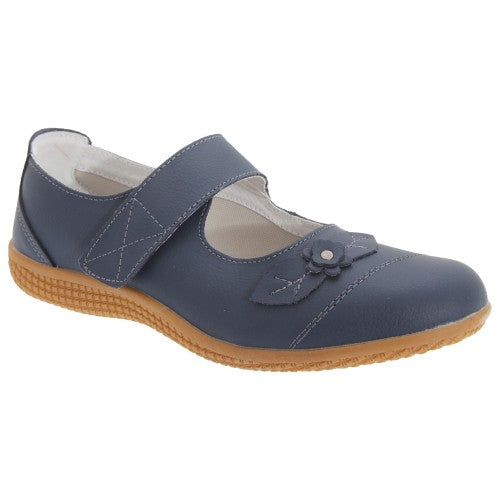 Front - Boulevard Womens/Ladies Touch Fastening Extra Wide Summer Casual Leather Shoes